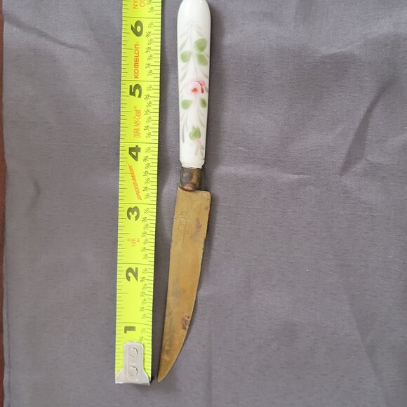 Vintage Stahl Bronce Knife With Ceramic Floral Handle & Brass Blade - Picture 6 of 6